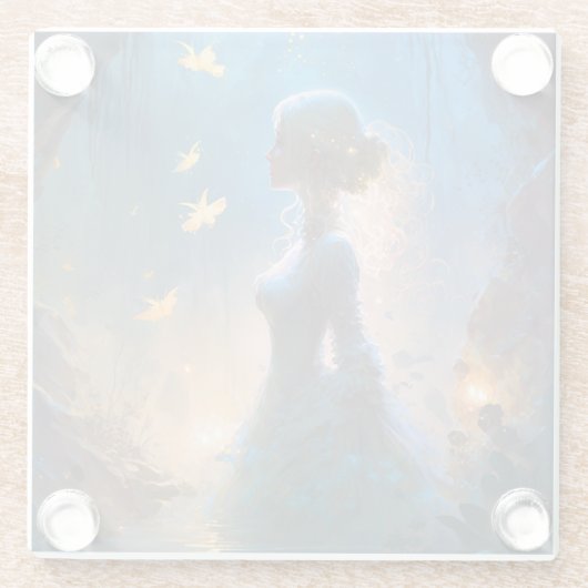 Magische Dame in het water Fantastische kunst Glazen Onderzetter (Achterkant)