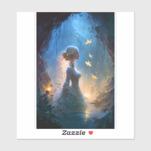 Magische Dame in het water Fantastische kunst Sticker (Vel)