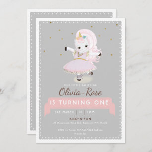 Magische dansende Unicorn Gold Girl 1e verjaardag Kaart