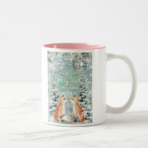 magische de wintersneeuw van Kerstmisvossen Tweekleurige Koffiemok