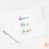 Magische dingen gebeuren. tekst. ronde sticker (Envelop)