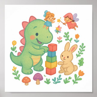 Magische Dino & Bunny – Schattigee Sprookjesvriend Poster