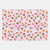 Magische Ditsy Romantische Kitsch Kerst Ornamenten Inpakpapier Vel (Voorkant)