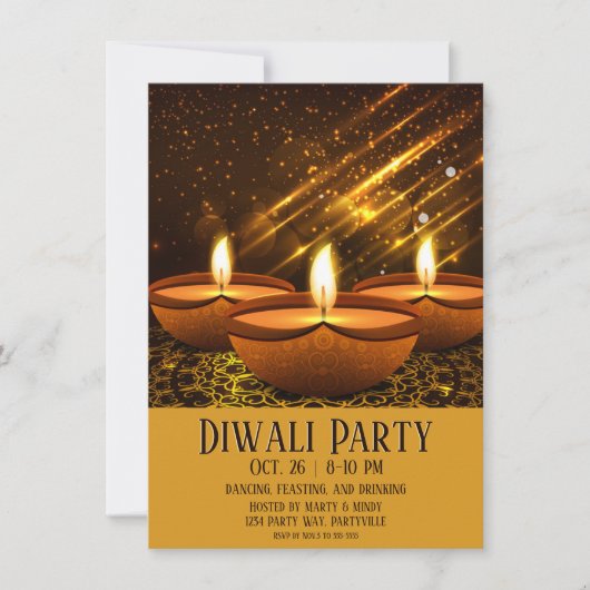 Magische Diwali Diyas met Sparkles Kaart (Voorkant)