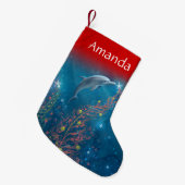 Magische Dolfijn Unieke Strand Themanaam Kleine Kerstsok (Voorkant (Hangend))