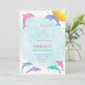 Magische dolfijnen  verjaardagsuitnodiging kaart (Staand voorkant)
