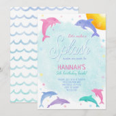 Magische dolfijnen  verjaardagsuitnodiging kaart (Voorkant / Achterkant)