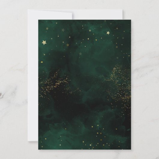 Magische donkergroene bruiloft kaart (Achterkant)