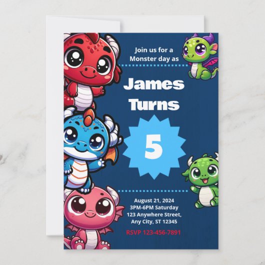 Magische Draak Verjaardagsfeestuitnodiging Kaart (Voorkant)