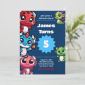 Magische Draak Verjaardagsfeestuitnodiging Kaart (Staand voorkant)