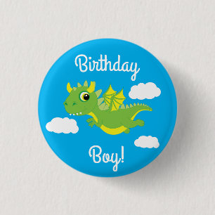 Magische dragon Cute 1st Birthday Button Pin