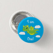 Magische dragon Cute 1st Birthday Button Pin (Voorkant /achterkant)