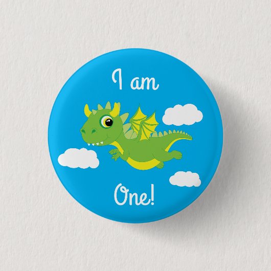 Magische dragon Cute 1st Birthday Button Pin (Voorkant)