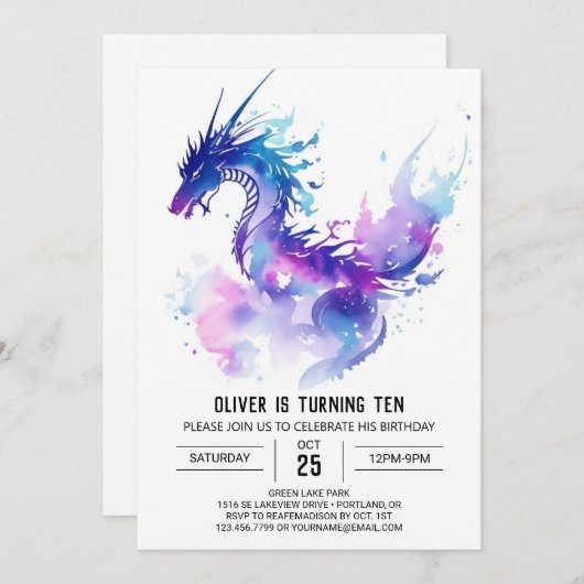 Magische Dragon Fantasy Verjaardag Kaart (Voorkant / Achterkant)