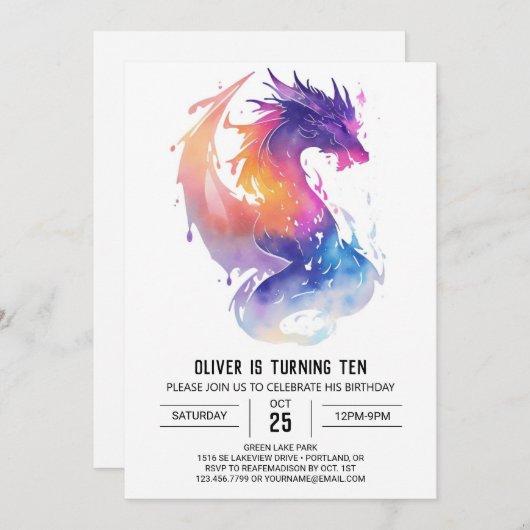 Magische Dragon Fantasy Verjaardag Kaart (Voorkant / Achterkant)