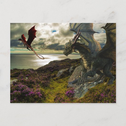 Magische Dragon Ocean Cliff Briefkaart (Voorkant)