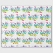 Magische dragon Pastel Pattern Thema Wrapping Pape Cadeaupapier (Vlak)
