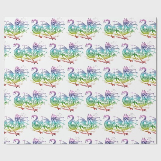 Magische dragon Pastel Pattern Thema Wrapping Pape Cadeaupapier (Vlak)
