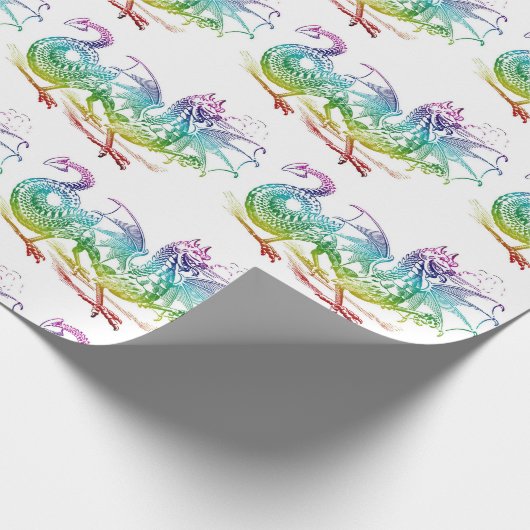Magische dragon Pastel Pattern Thema Wrapping Pape Cadeaupapier (Hoek)