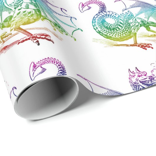 Magische dragon Pastel Pattern Thema Wrapping Pape Cadeaupapier (Rol Hoek)