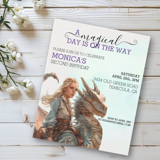 Magische Dragon Rider Prinses Verjaardag Kind