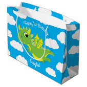 Magische Dragon Schattige 1e Verjaardag Gift Bag Groot Cadeauzakje (Achterkant Gekanteld)