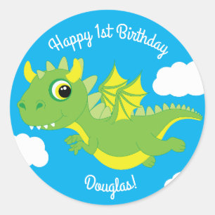 Magische Dragon Schattige 1e Verjaardag Sticker Se