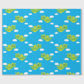 Magische Dragon Schattige 1e Verjaardag Wrapping P Cadeaupapier (Vlak)