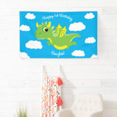 Magische Dragon Schattige 1e Verjaardagsfeestdecor Spandoek (Insitu)