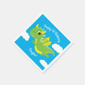 Magische Dragon Schattige 1e Verjaardagsfeestserve Servet (Hoek)