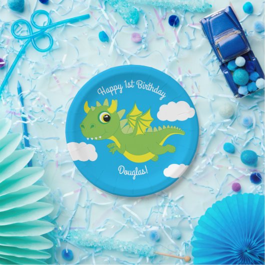 Magische Dragon Schattigee 1e Verjaardag Borden Papieren Bordje (Feest)
