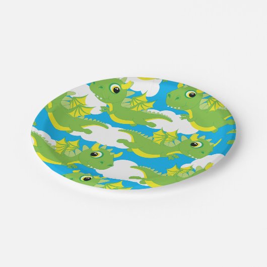 Magische Dragon Schattigee 1e Verjaardag Borden Papieren Bordje (Gekanteld)