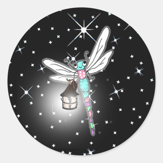 Magische dragonfly nachtverklikker ronde sticker (Voorkant)