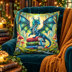 Magische Draken Boeken & Paddenstoelen Fantasy Kussen
