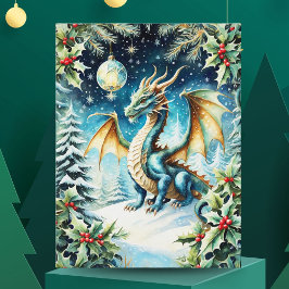 Magische Draken Kerst met Hulst Briefkaart