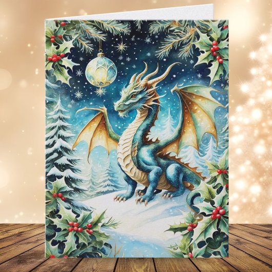 Magische Draken Kerst met Hulst Kaart