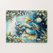 Magische Draken Kerst met Hulst Legpuzzel (Horizontaal)
