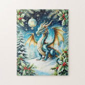 Magische Draken Kerst met Hulst Legpuzzel (Verticaal)