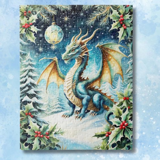 Magische Draken Kerst met Hulst Legpuzzel