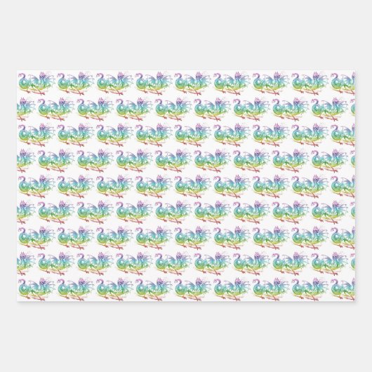 Magische drakenpasteelpatroonthema inpakpapier vel (Voorkant 2)