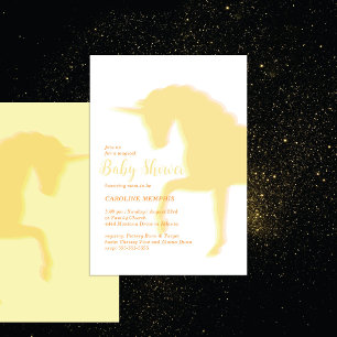 Magische Dravende Gele Eenhoring Baby Shower Kaart
