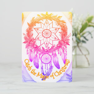Magische Dreamcatcher Kerstkrans Goud Paars Feestdagenkaart
