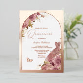 Magische dress Enchanted Quinceanera Roos Gold Folie Uitnodiging (Staand Voorkant)