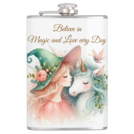 Magische Drinkware Heks Eenhoorn Watercolor Kunst Heupfles