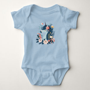 Magische dromen: Floral Unicorn Baby Bodysuit