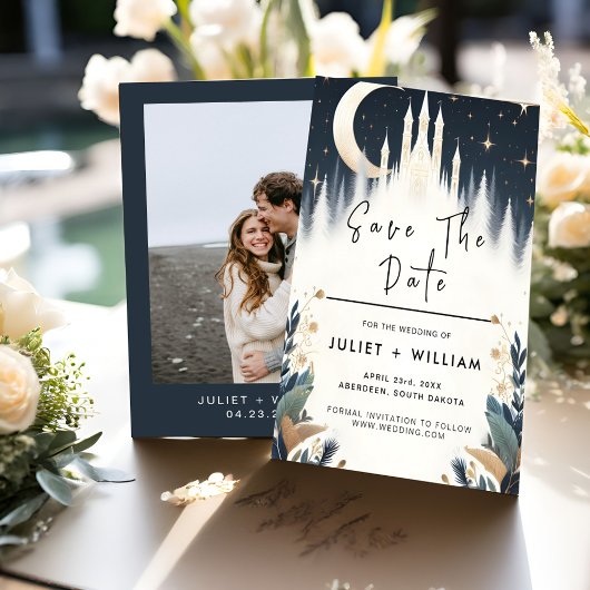 Magische Droom Mystieke Sterren Maan Bruiloft Save The Date