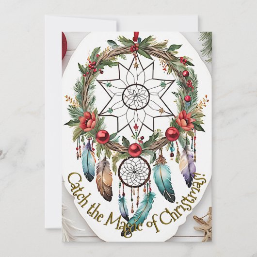 Magische Droomvanger Kerstkrans Feestdagenkaart (Voorkant)
