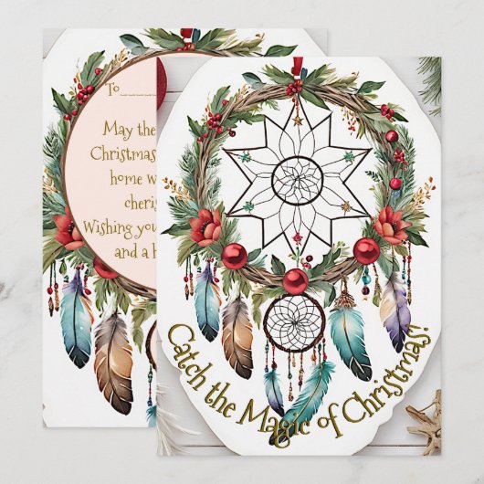 Magische Droomvanger Kerstkrans Feestdagenkaart (Voorkant / Achterkant)