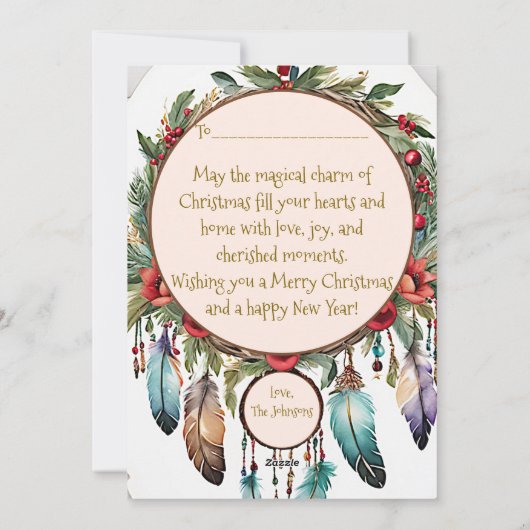 Magische Droomvanger Kerstkrans Feestdagenkaart (Achterkant)