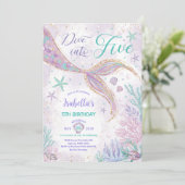 Magische Duik in Vijf Zeemeermin 5e Verjaardagsfee Kaart (Staand voorkant)